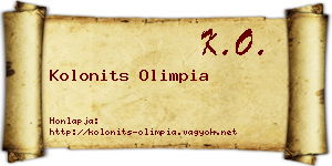 Kolonits Olimpia névjegykártya